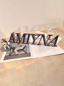 Customized English Name Acrylic Adhesive Wooden Ornament, Perfect Gift For Valentine's Day, Thanksgiving, Mother's Day, Christmas, Warm Home Decor, Holiday Atmosphere Decoration, Party Decoration, Desktop Decor, Study Decor Gifts Birthday Graduation