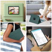 360° Rotatable Wireless Bluetooth Keyboard Case (150mAh) With Detachable Keyboard And Stylus Holder, Compatible With Samsung Galaxy Tab, Supports Portrait/Landscape Mode (Deep Green) - Dark Green - View 6