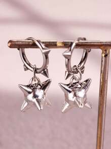 2 pares de pendientes góticos con bolas con pinchos, pendientes con colgante de maza con pinchos estilo punk Y2K, pendientes de estética retro - Plateado - Ver 3