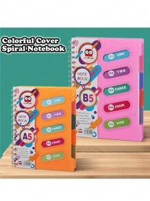 120 Page Spiral Notebook - Ultra Thick 5-Themed PP Separated Notebook With Color Cover - A5 Available In Four Colors