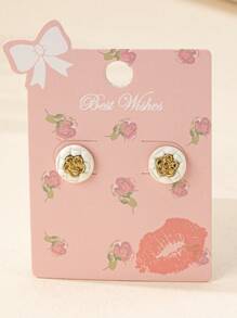 1 Pair Elegant & Cute Heart & Flower Design Stud Earrings For Women, Suitable For Holidays, Birthdays, Dates, Parties, Vacations, Casual Everyday Wear - Colorful - View 6