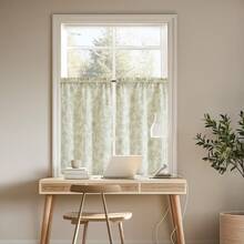 2 pièces Polyester lin forêt imprimé tringle poche cuisine fenêtre rideaux salon chambre translucide rideaux d'intimité utiliser plus de demi-rideaux de porte