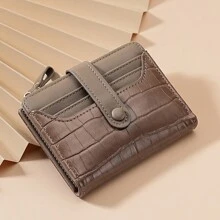 Crocodile Pattern Multi-Slot Wallet, Macaron Color Short Wallet, Daily Minimalist Multi-Layer Wallet, Versatile Fresh Card Holder