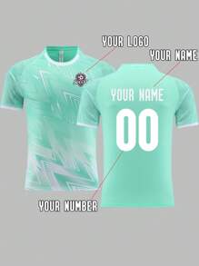 Camiseta de fútbol personalizada con patrón, logotipo, nombre y número, uniforme de equipo de fútbol DIY, camiseta deportiva unisex adecuada para fútbol, bádminton y voleibol, primavera/verano