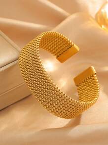 1 pieza de pulsera trenzada de acero inoxidable, elegante y de estilo clásico, sencilla y a la moda, atemporal, apropiada para uso diario/regalo/banquete