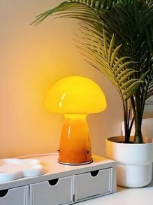 LED Orange/White Glass Mushroom Ambiance Table Lamp, Iron Body, For Living Room, Bedroom, Bedside, Office Decorative Lighting, Birthday Gift, USB Plug, Easy To Carry Outdoor Lighting Cosy Night Lamp, Adjustable Brightness