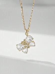 1 pieza Collar con colgante de mariposa chapado en oro de 14K con circonita cúbica, con caja de regalo premium, adecuado para madre/Día de San Valentín, parejas, hermanas, amigos, uso diario o festivo