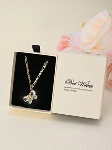 1 pieza Collar con colgante de mariposa chapado en oro de 14K con circonita cúbica, con caja de regalo premium, adecuado para madre/Día de San Valentín, parejas, hermanas, amigos, uso diario o festivo