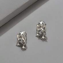 Vintage Frog Earring Set - Exquisite Animal-Shaped Stud Earrings With Delicate Details, Fashionable Holiday Accessories, Suitable For Women, Classic Jewelry Gift Idea