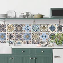 30 buc autocolante de perete pentru plăci ceramice, stil boem, model floral, impermeabile pentru decor bucătărie/baie, decalcomanii de perete din vinil, decorațiuni interioare, cadouri de 4x4 inci, decor de perete pentru absolvire, decor dormitor, decorațiuni cameră, lucruri decor living, decor casă, decor living, tapet
