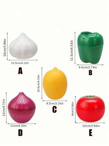 1PC/5PCS Food Crisper, Plastic Vegetable Storage Box, Refrigerator Box Storage Bowl Crisper, Refrigerator Vegetable Storage Box, Fruit And Vegetable Shaped Food Crisper, Reusable Refrigerator Box Storage Bowl Saver, Fruit Container Freezer, Onion Storage, Vegetable Storage, Onion, Lemon, Green Pepper, Tomato, Garlic Storage Container, Refrigerator Preservation, For Outdoor, Camping