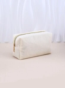 1/2pcs Corduroy Solid Colour Cosmetic Bag,Large Capacity Pencil Case Corduroy Cosmetic Bag,Portable Travel Toiletry Bag,Back-To-School Gifts, Stationery And School Supplies, Travel Reusable Storage Bags,Aesthetic Makeup Storage Bag