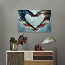 Retro American Flag Military Bald Eagle US Army Wall Art Canvas Prints Soldiers Thin Blue Red Line Home Decor Independence Day Pictures For Living Room Bedroom Painting Framed Ready To Hang