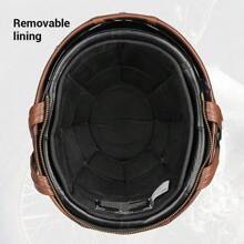 Retro Motorcycle Helmet PU Leather Moto Helmets Motorbike Helmet German Style Half Face Helmets Vintage Casco Moto Cycling Helmet Racing Protection Motorcycle Equipment Riding Protective Accessories Rider Gifts
