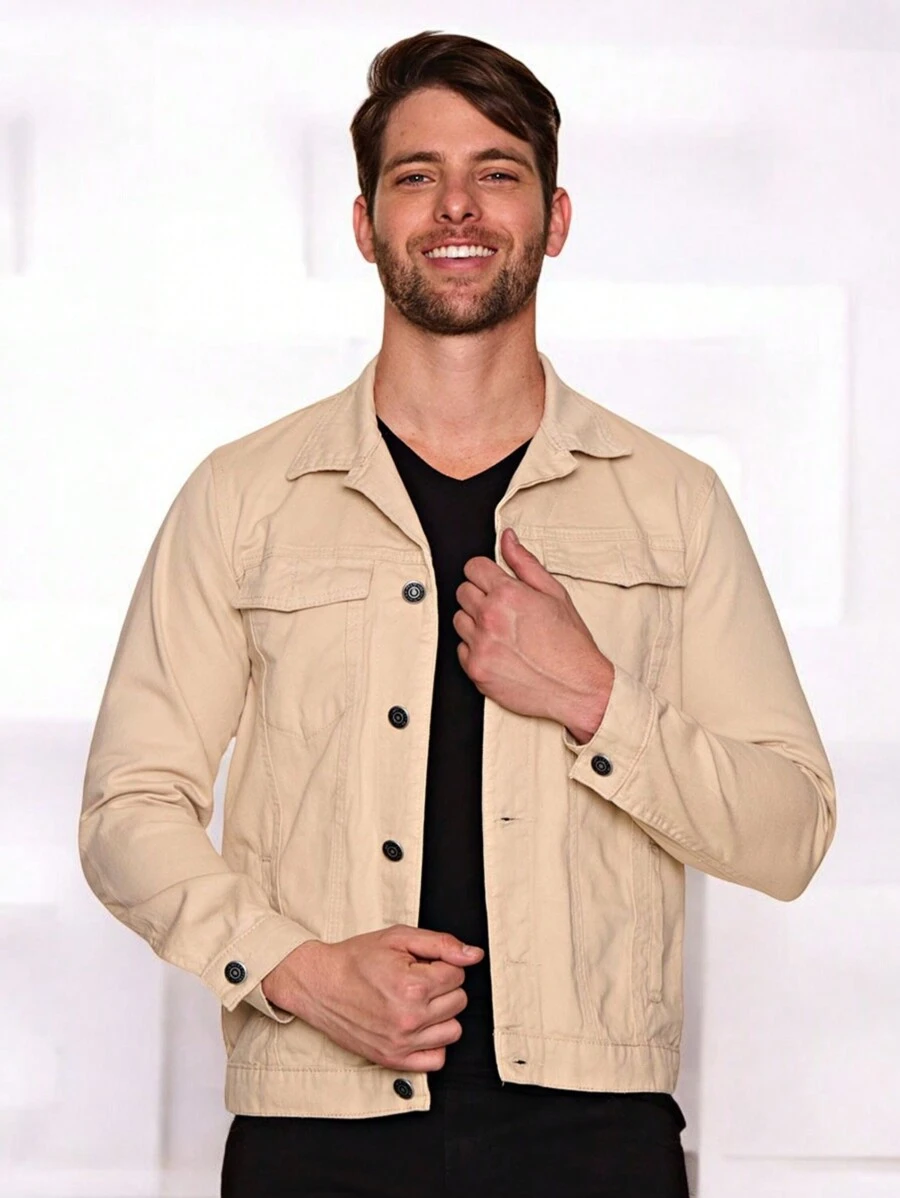 Men's Jean Jacket - Beige - View 1