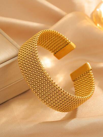 1 Pezzo Di Braccialetto Intrecciato In Acciaio Inossidabile Semplice E Di Moda, Elegante, Stile Classico, Senza Tempo, Adatto Per Uso Quotidiano/Regalo/Banchetto