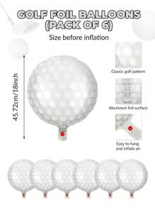 6pcs/Set 18-Inch Golf Theme Balloons, Suitable For Golf Party Decor, Sports Theme Party Decor, Golf Balloons, Birthday Party, Graduation Party Decorations, Easy To Hang And Inflate - Multicolor - View 3