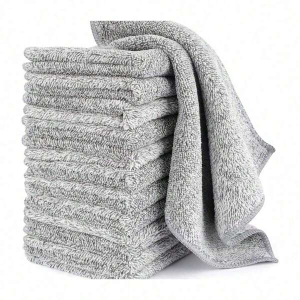 Juego de 10 paños de cocina de fibra de bambú y carbón vegetal de alta absorción - secan rápido, a prueba de aceite, lavables para platos, utensilios de cocina