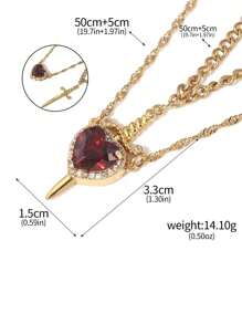 1 Set Of 2 Pieces, "Warrior For Heart And Sword Design Couple Necklace, High-Quality Zirconia Stainless Steel Waterproof And Fade-Resistant, Suitable For Couples, Valentine's Day, Christmas Gift, And Daily Wear