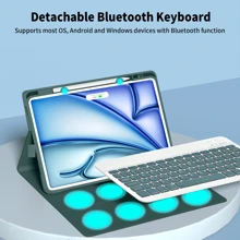 360° Rotatable Wireless Bluetooth Keyboard Case (150mAh) With Detachable Keyboard And Stylus Holder, Compatible With Samsung Galaxy Tab, Supports Portrait/Landscape Mode (Deep Green) - Dark Green - View 3