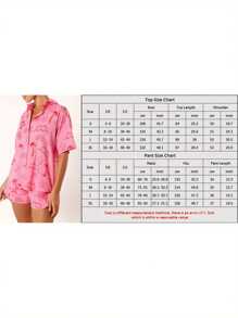 Women's 2 Piece Lounge Set Short Sleeve Lapel Button Up Tops Sun Tropical Tree Print Shorts Sleepwear Sets