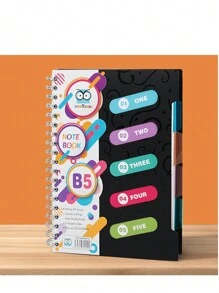 120 Page Spiral Notebook - Ultra Thick 5-Themed PP Separated Notebook With Color Cover - A5 Available In Four Colors