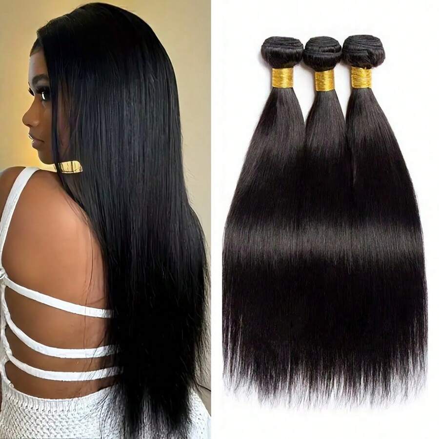 Straight Hair Bundles Unprocessed 10A Brazilian Straight Human Hair Bundles 3 Bundles Natural Color Real Human Hair Extensions For Women