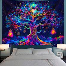 1pc Glow In The Dark Life Tree Tapestry, UV-Reactive Blacklight Tree Hanging Wall Art, Nature Landscape Decor For Bedroom, Living Room (Requires UV Light To Activate Glow Effect) Gifts Birthday Graduation Room Decor Tapestry For Room Wall Tapestry Flag Home Decor School Decor School Surprise Dormitory Decor Back To School Room Decoration Stuff Bedroom Decor School Supplies
