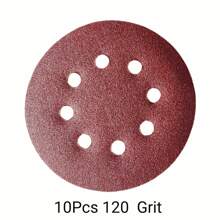 10pcs/160pcs 5-Inch Sanding Disc Hook And Loop Backing Sanding Pad Sandpaper Plate 8-Hole Red Sanding Disc With Coarse To Medium Grits, Suitable For 40/80/100/120/150/180/240/320/400/600 Grit Power Sanding Discs, 5 Inch 8 Hole Round Sanding Disc Tools