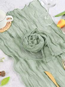 6pcs Balinese Gauze Wrinkle Placemats, Boho Countryside Style Dining Table Cloth For Wedding, Party, Banquet