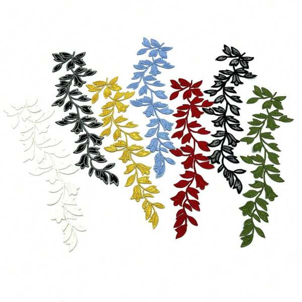 1pc Large Leaf Long Iron-On Embroidery Patch Applique Badge, DIY Dress Jacket Jeans Decor Accessory, Greenery Accent In Multiple Colors