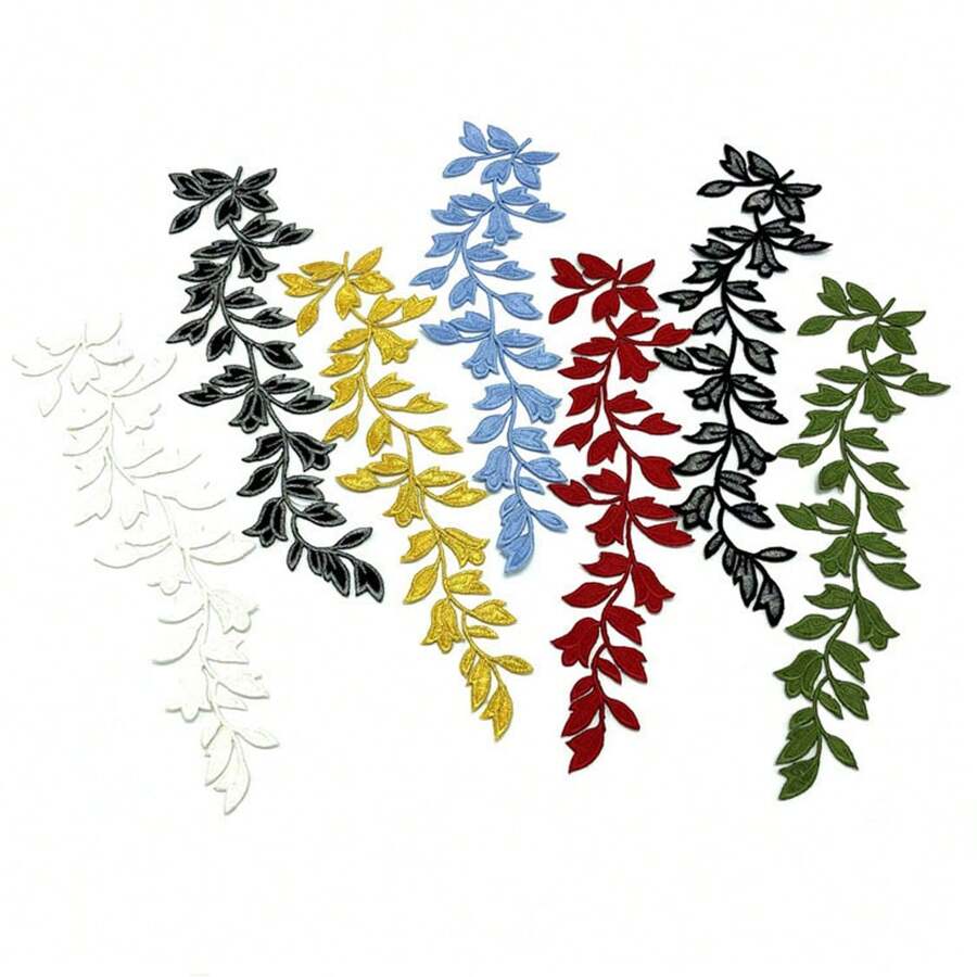 1pc Large Leaf Embroidered Iron-On Patch, Suitable As Valentine's Day, Mother's Day, Teacher's Day Party Dress, Jacket, Jeans Decoration Accessory, Available In Multiple Colors Including Green - Multicolor - View 1