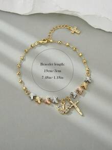 1 Peça Pulseira com Pingente de Borboleta e Cruz de Design Bonito e Minimalista em Três Cores para Meninas/Mulheres
