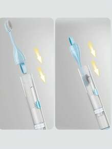 1 Set 3-In-1 Portable Travel Toothbrush With Travel Case, Ultra Soft Bristles, And Built-In Refillable Toothpaste Tube, Essential Travel Accessory - Multicolor - View 8