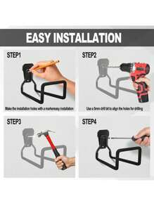 金属花园软管支架重型水管悬挂器壁挂式花园水管挂钩车库软管存储支架收纳器花园壁挂式支架带两个螺丝 - 彩色 - 查看 11