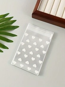 50pcs Self-Adhesive Plastic Bags With Heart Pattern, Anti-Pollution, Disposable, Multi-Purpose Gift Packaging Material - Ideal For Gifts And Birthday Presents!