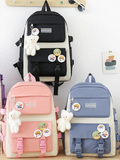 KIT 5 Estudantes Adolescentes Meninas Mochila de Viagem Casual Coreia Tour Grande Capacidade Aleatório