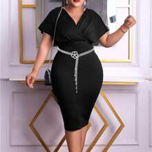 Plus Size New Multi-Layer Flower Petal Rhinestone Decor Minimalist Waist Belt/Chain, Versatile Dress Accessory - Silver - View 3