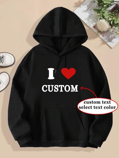Customized Women Hoodie, Customize With Name/Text/Logo/Design, Warm Thermal Lined With Kangaroo Pocket, Suitable For Autumn & Winter