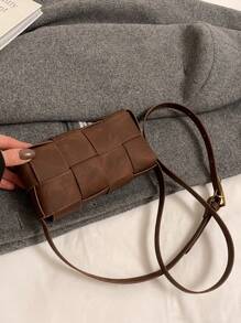 1 szt. Vintage Minimalistyczna, swobodna, sztuczna skóra, tkana torba na ramię/pod pachę dla kobiet, odpowiednia na wyjścia, randki i dojazdy do pracy. Tkana torebka dla kobiet, modna wieczorowa torba na ramię, skóra PU, ręcznie robiona kopertówka, swobodna torba crossbody