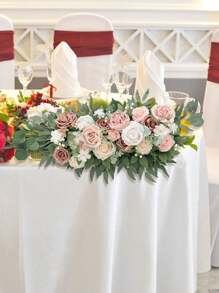 Rose Wedding Arch Flowers Artificial Flower Swag Pink Wedding Sign Flowers Wedding Flower Greenery Arrangements For Ceremony And Reception Backdrop Decoration