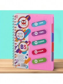 120 Page Spiral Notebook - Ultra Thick 5-Themed PP Separated Notebook With Color Cover - A5 Available In Four Colors