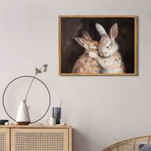 1 pieza, Pintura colgante de lienzo, Pintura decorativa enmarcada, Póster, Arte de pared, Pascua, Conejito lindo, Pintura al óleo vintage, Arte de pared de conejito lindo Pintura al óleo, Impresión vintage antigua, Póster de conejito, Decoración de hogar Mural, Fácil de colgar, Adecuado para habitación, sala de estar, pasillo, decoración de pared de dormitorio