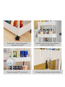 Organizadores para el hogar y oficina alacena despensa  lavanderia habitacion Juguetes Estante Organizador De Cocina Tipo Piso, Rack De  Almacenamiento De Esquina De Baño Para Sala De Estar, Dormitorio, Baño, Balcón,Carrito de almacenamiento multifuncional de alta capacidad para ahorrar espacio de almacenamiento no empotrado de 4 niveles, estante de almacenamiento vertical móvil de pie,1 Carrito De Almacenamiento Delgado De 4 Niveles, Estantería Móvil, Organizador Deslizable, Carrito De Almacenamiento Rodante, Estante De Torre De 4 Capas Para Cocina, Baño, Lavandería, Lugares Estrechos, Plástico Y Acero Inoxidable, Blanco Y Negro Carrito auxiliar con ruedas, mueble de cocina, estante de almacenamiento, estantería de plástico móvil, cesta de verduras - Blanco - Ver 7