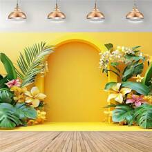 Multifunctional Yellow Arch Floral Photography Backdrop - Suitable For Weddings, Birthdays, Etc. - Made Of Polyester, Applicable For Room Decor, Cake Table, Wall Art, And Photo Booth