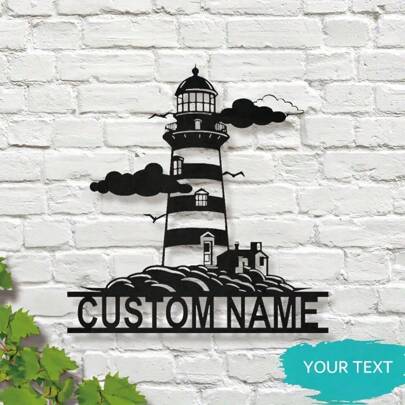 1pc Custom Nautical Metal Sign - Lighthouse And Seagull Pattern, Suitable For Home And Seaside Villa Decor, Indoor/Outdoor Wall Art, Unique Gift Idea, Ideal Room Decoration