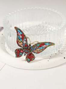 1pc Retro Personalized Full Rhinestone Blue Butterfly Brooch Alloy Crystal Animal Insect Brooch Pin Dress Accessories Pin For Clothes Bag Charm School