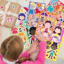 8 pièces Autocollants de déguisement de princesse Créer un visage Autocollants de princesse Créez vos propres autocollants de princesse Faveurs de fête d'anniversaire de princesse pour enfants Récompenses Artisanat avec 8 modèles