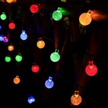 3M20Lights Outdoor Camping Crystal Ball Light IP65 Waterproof Solar Holiday Light Bulb Ball Light Thanksgiving Christmas Halloween Ramadan Decorative Light Outdoor Garden Decoration