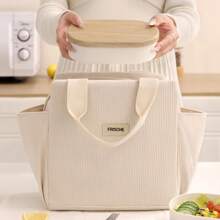 Baglemon Corduroy Lunch Box Bag With Large Capacity Bilateral Bag With Zipper,Reusable Insulated Lunch Box,Lunch Kit, Large Capacity Reusable Insulated Cooler For Work Picnic Or Travel,Thermal Preservation, Cold Lock And Fresh Triple Function, Light And Large Capacity Double Handle Design,Lunch Containers Reusable High Capacity Lunch Tote Bags Lunch Bag Lunch Bag Women School Teacher Picnic Bag Camping Cooler Bag Classroom Cute Lunch Bag Cute Lunchbox Bento Beach